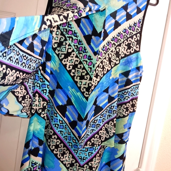 💕 3/$15 "Beige" Blue Dress Large like new - Picture 7 of 8